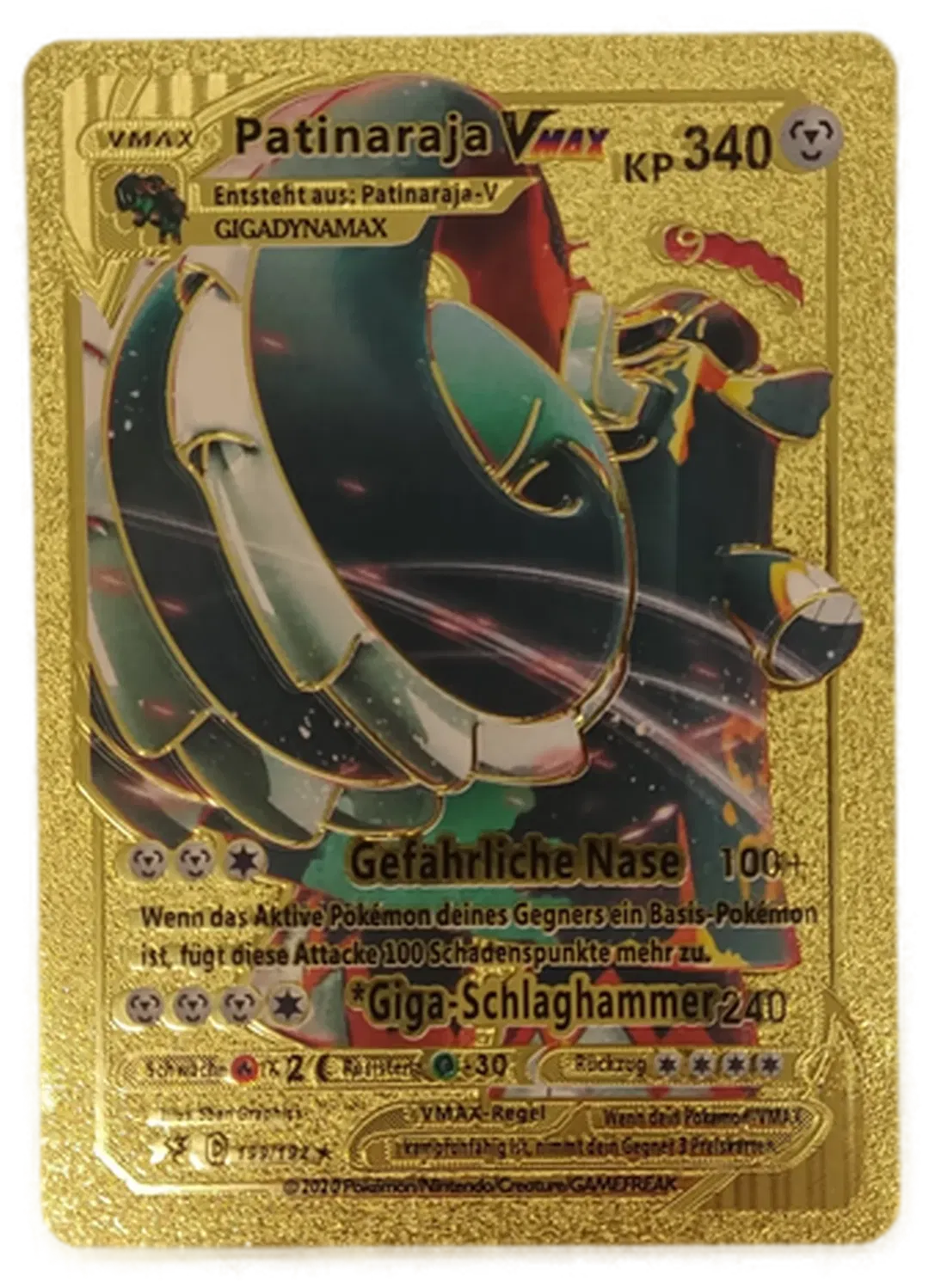 Pokémon Sammelkarte Goldfolie Vmax Patinaraja V - Bild 1