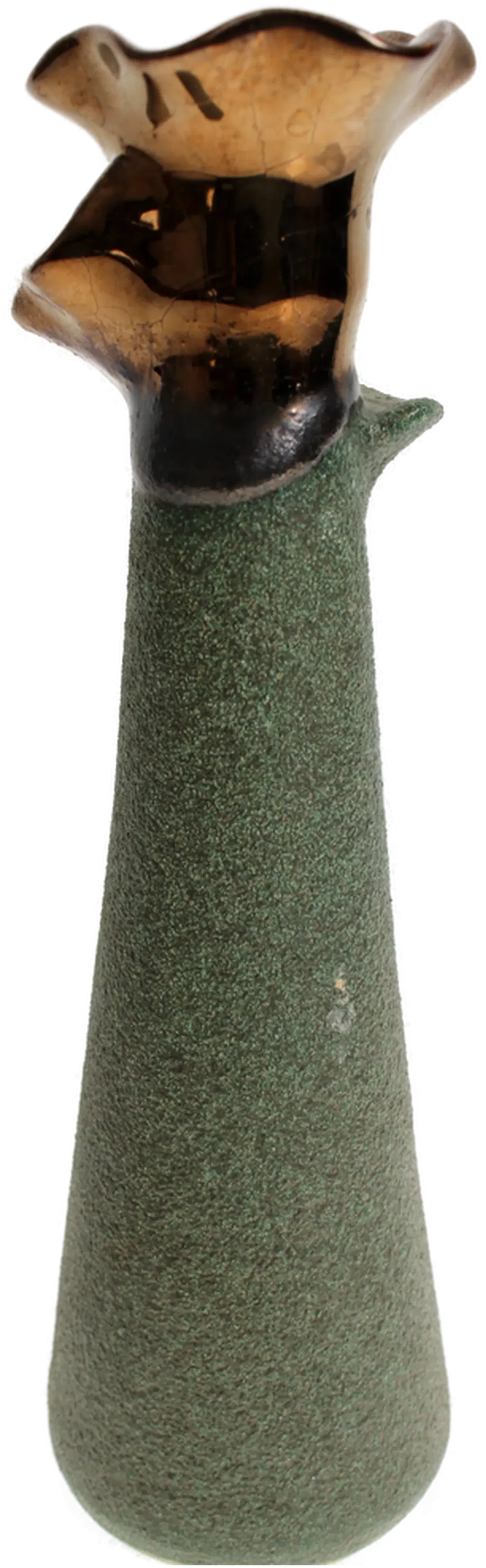 Handgemachte Keramikvase mit bronzefarbenem Blütenrand – 21,5 cm - Bild 1