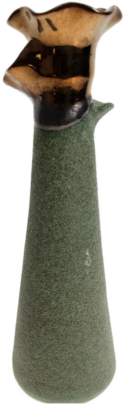 Handgemachte Keramikvase mit bronzefarbenem Blütenrand – 21,5 cm - Bild 1