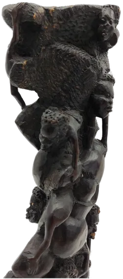 Makonde Lebensbaum Ebenholzfigur schwarz - Bild 3