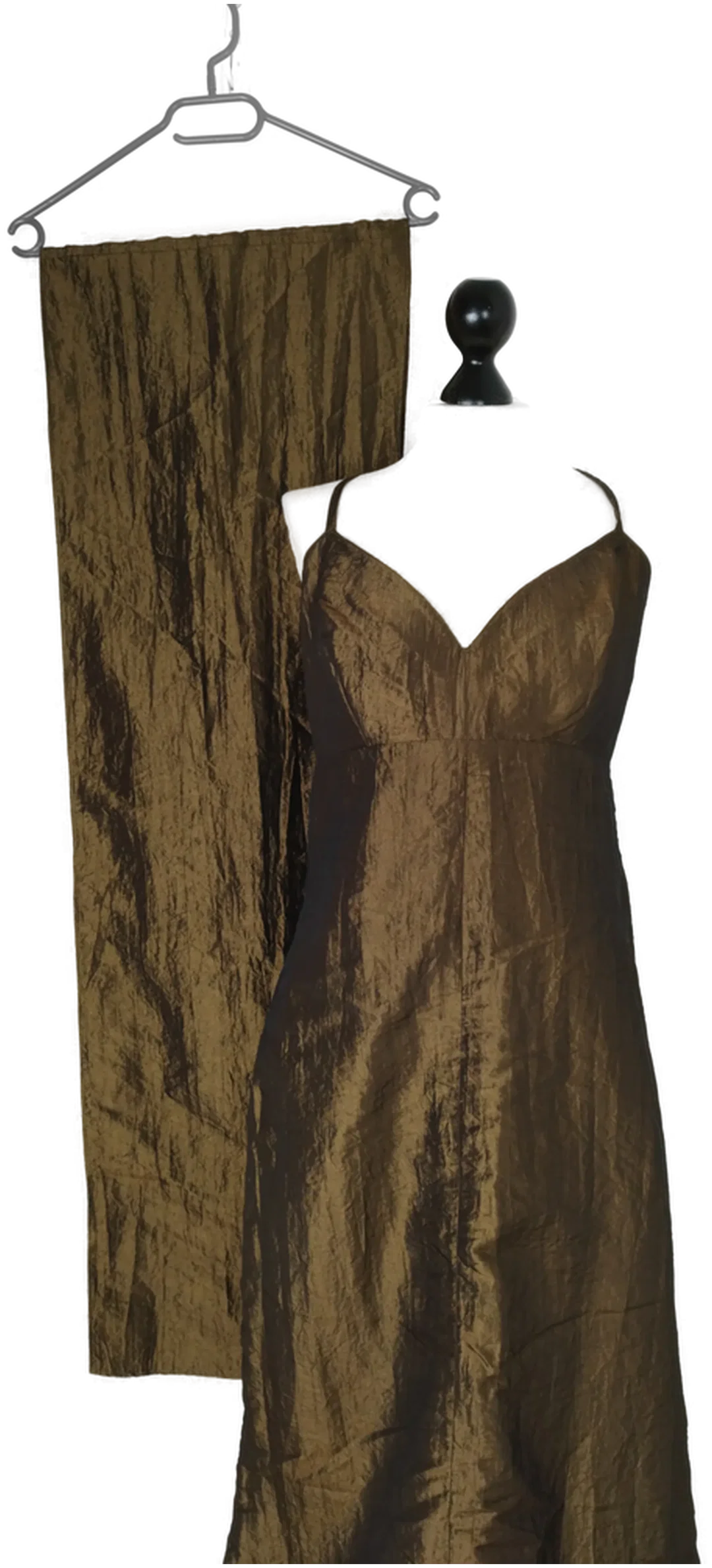Abendkleid mit Stola -changierend braun/olive – Bild 2