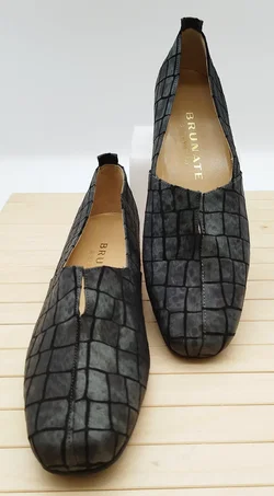 Ballerina Brunate Schwarz Kroko-Optik, Gr. 40 | Zeitloser Chic