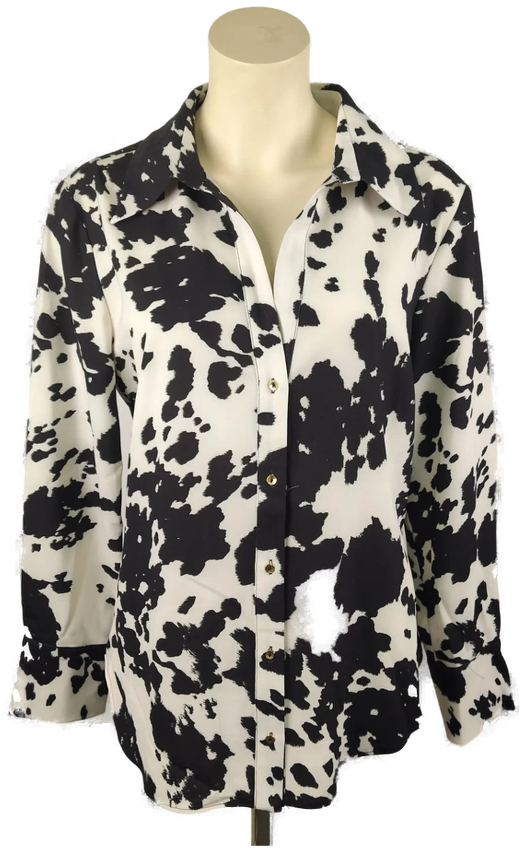 Zara Damenbluse Größe 44 in Schwarz-Weiß | Animal Print – Bild 1