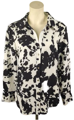 Zara Damenbluse Größe 44 in Schwarz-Weiß | Animal Print – Vorschau 1