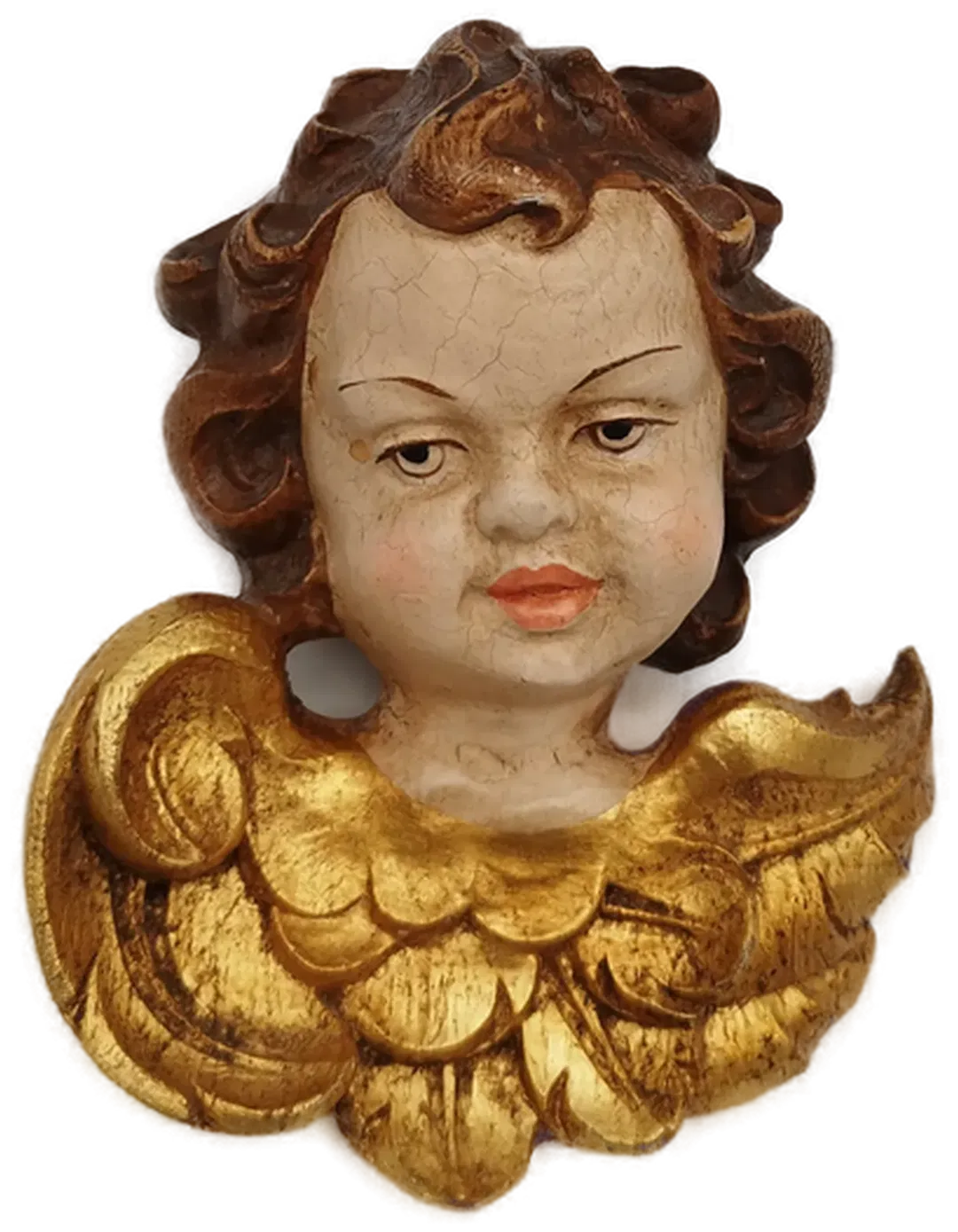 Antiker, bemalter Engelkopf - ca. 15x13cm - Bild 4