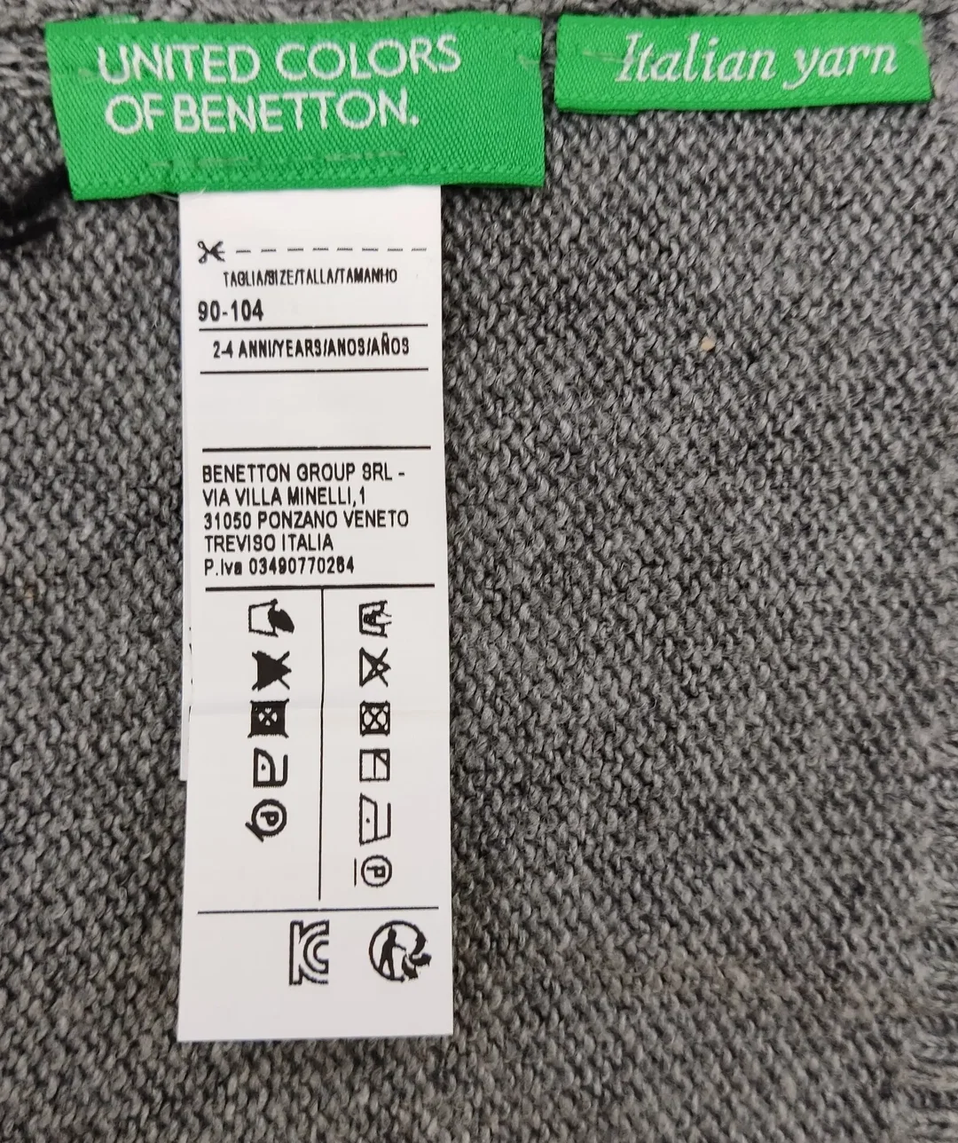 United Colors of Benetton Kinderschal grau/olivgrün Gr. 90-104 – Bild 2