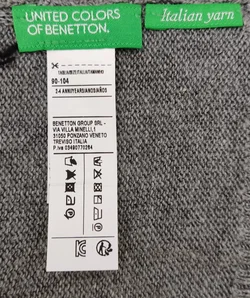 United Colors of Benetton Kinderschal grau/olivgrün Gr. 90-104 - Bild 2