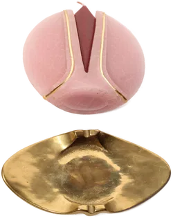 Vintage Deko-Kerze mit Messinghalter – Rosa-Rot mit Goldakzenten - Bild 3