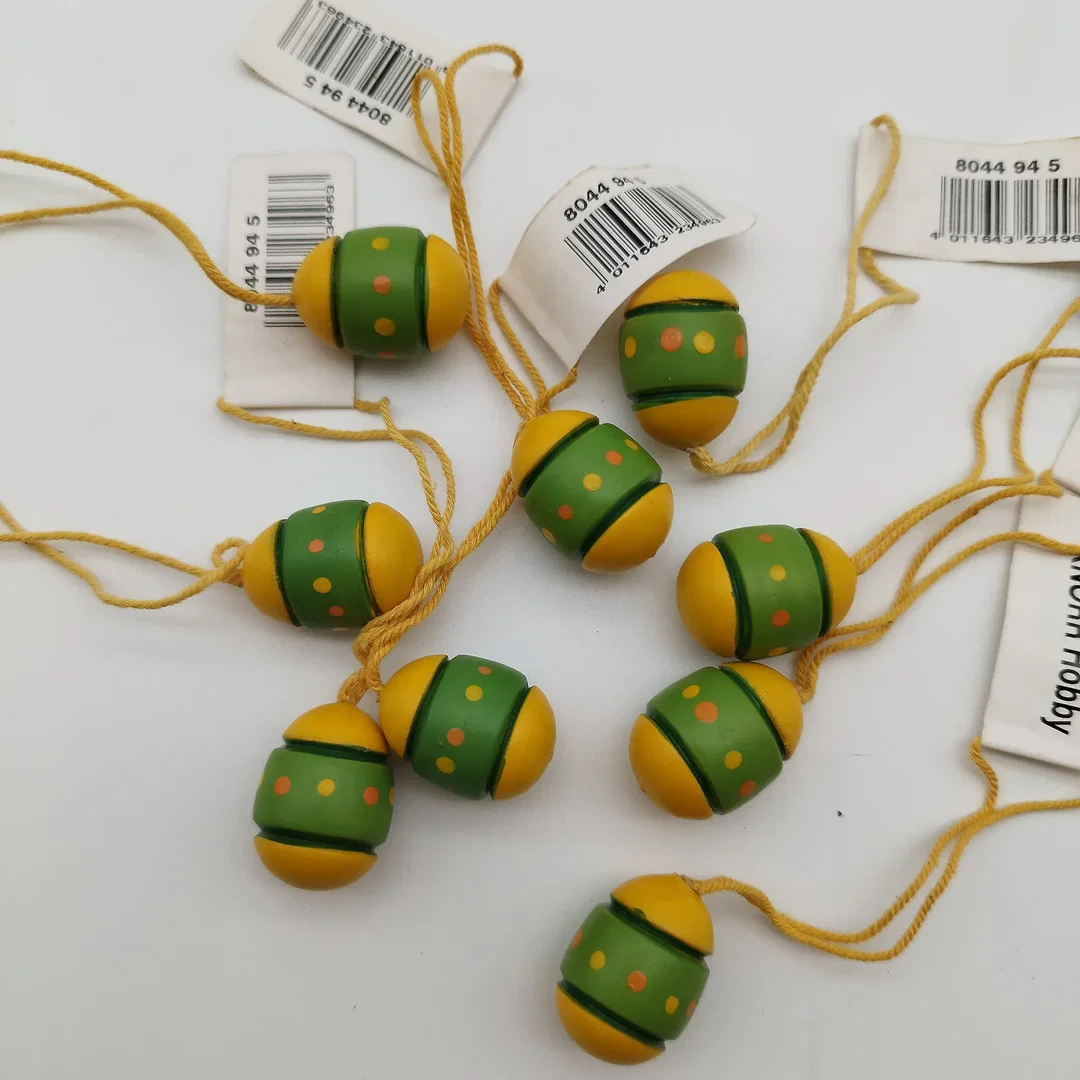 Mini Holzeier , Holz Bemalt Zum Hängen | Dekorativer Anhänger - Bild 1