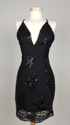 Love and other things Damen Minikleid mit Pailletten schwarz - M/38 - Bild 4