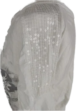 T-Shirt dreiviertelarm mit Rundhalsausschnitt, weiß mit Aufdruck, Größe 40 (geschätzt) - Bild 3