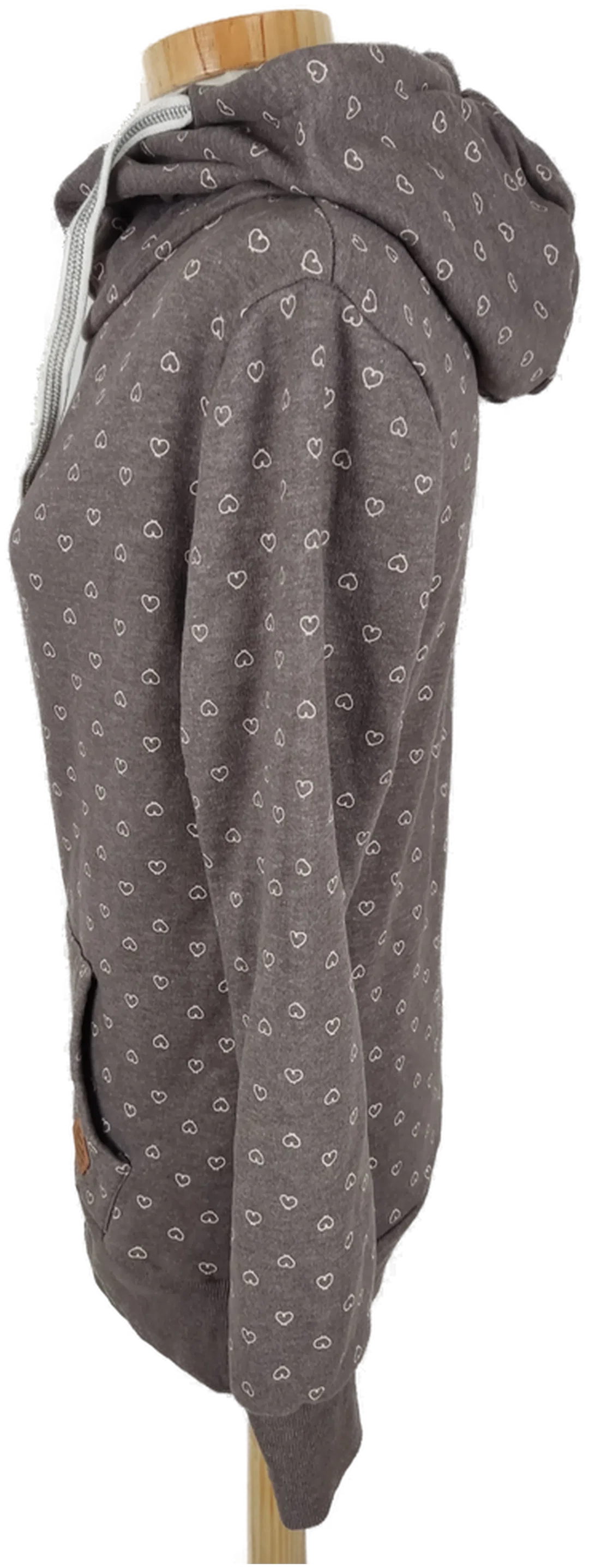 Sweater "Blind Date" langarm mit Kapuze, braun mit Aufdruck, Größe S – Bild 5