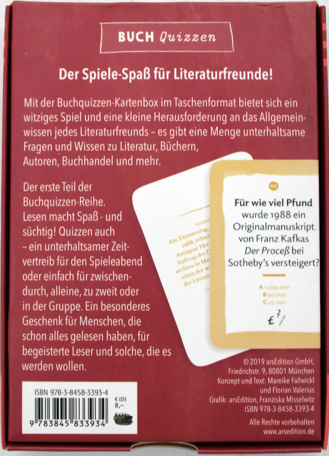 Buchquizzen – 50 Fragen für Lesefreunde (arsEdition, Kartenspiel) – Bild 2
