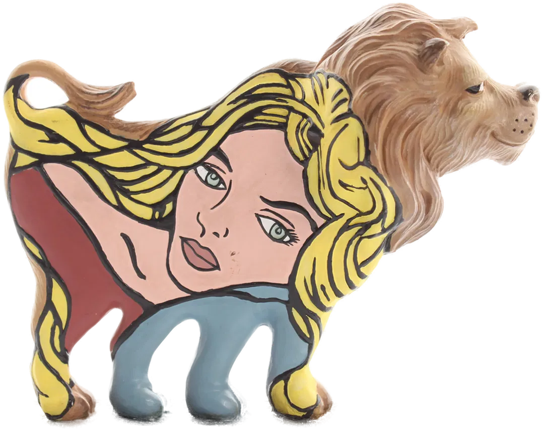 Löwenfigur – moderne Kunstfigur mit Frauenmotiv – handbemalt – ca. 13,5 cm - Bild 4