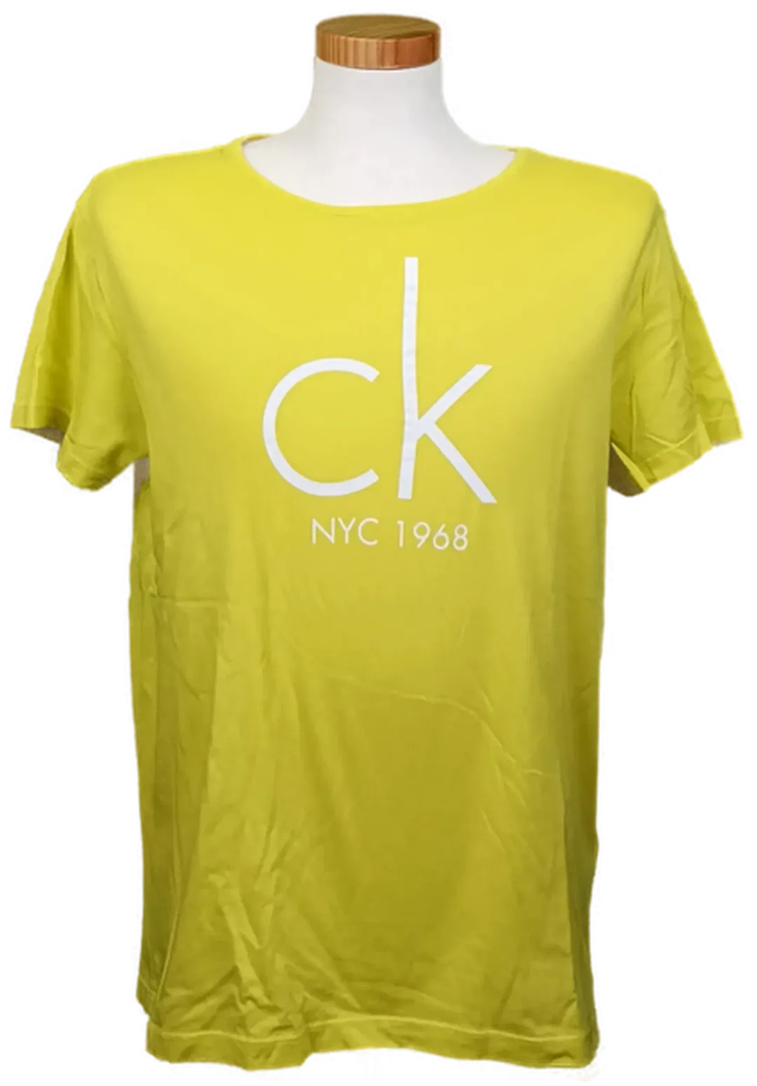 Calvin Klein Herren T-Shirt neongelb mit Logo Gr. L - Bild 1