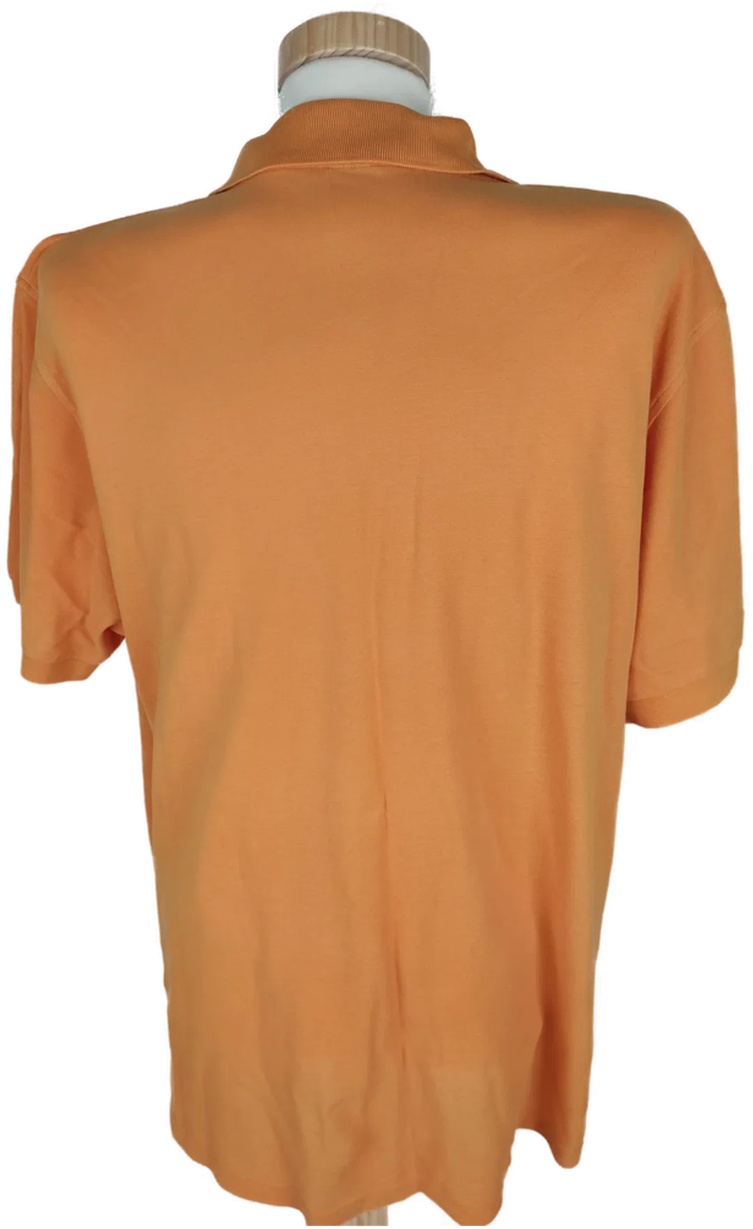 T-Shirt"Hugo Boss", kurzarm mit Kragen und Knopfleiste, orange mit Schriftzug, Größe L – Bild 4