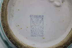  Orginal Gmundner Keramik Vase  grün geflämmt   - Bild 2
