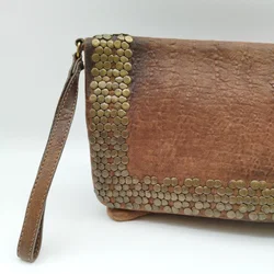 Minoronzoni 1953 Vintage Handtasche/Clutch mit Nieten | Leder | Braun – Vorschau 7