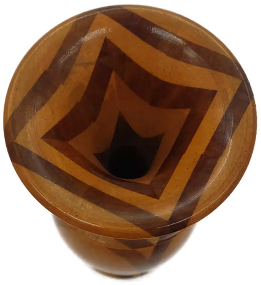 Vase mit Muster aus Holz in braun, Höhe 28cm – Bild 2