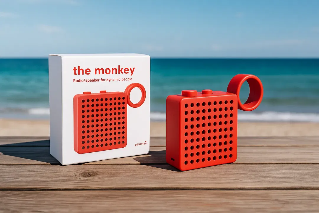 Palomar The Monkey Bluetooth & FM-Radio Lautsprecher | Wasserdicht | Rot | 3W | Design Award 2018 - Bild 4