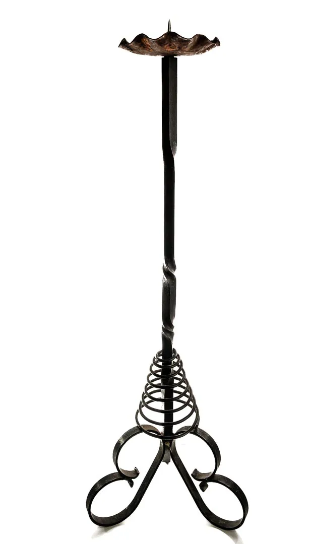 Antik-Schwarzer Kerzenständer aus Gusseisen, handgeschmiedet ca. 95 cm - Bild 4