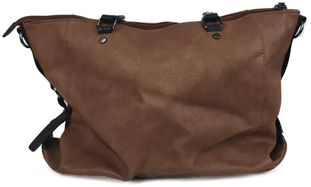 Henkeltasche, braun/schwarz, Kunstleder – Bild 4