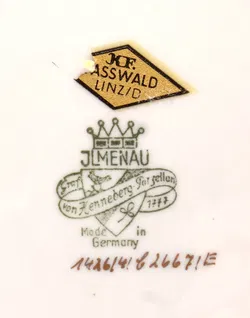 JLMENAU Graf von Henneberg Porzellan Schale – Handbemalt – Golddekor – Rosenmotiv - Bild 3