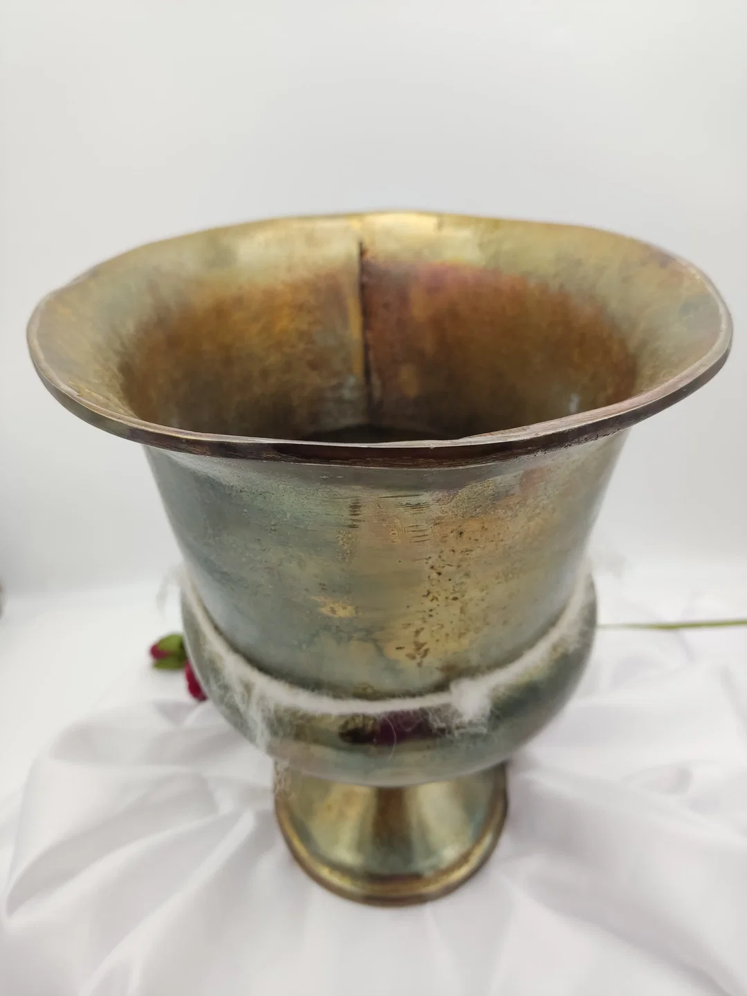 Antik-Goldene Aluminium-Pokalvase | Handgemachter Vintage-Look – Bild 6