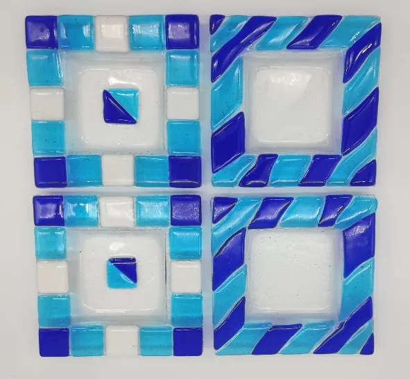 Glasschalen "Fusing", blau/türkis, 4 tlg. – Bild 2