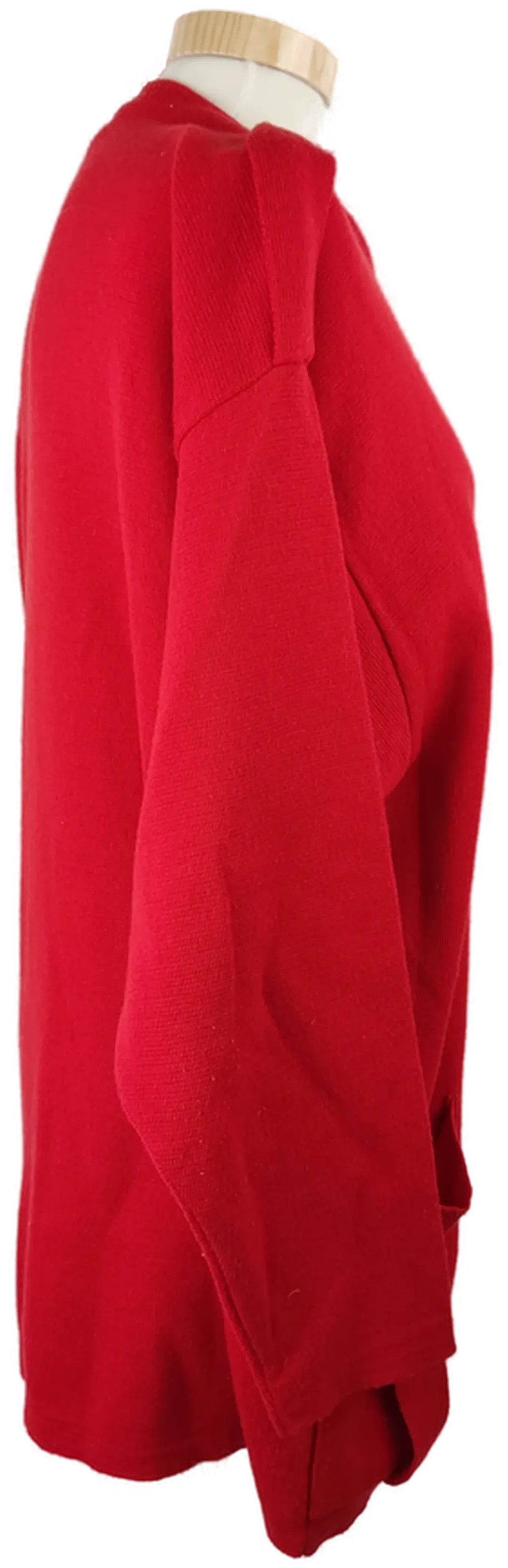 Weste "Schöller", langarm mit Rundhalsausschnitt, gestrickt, rot mit Taschen,  Größe 48 – Bild 2