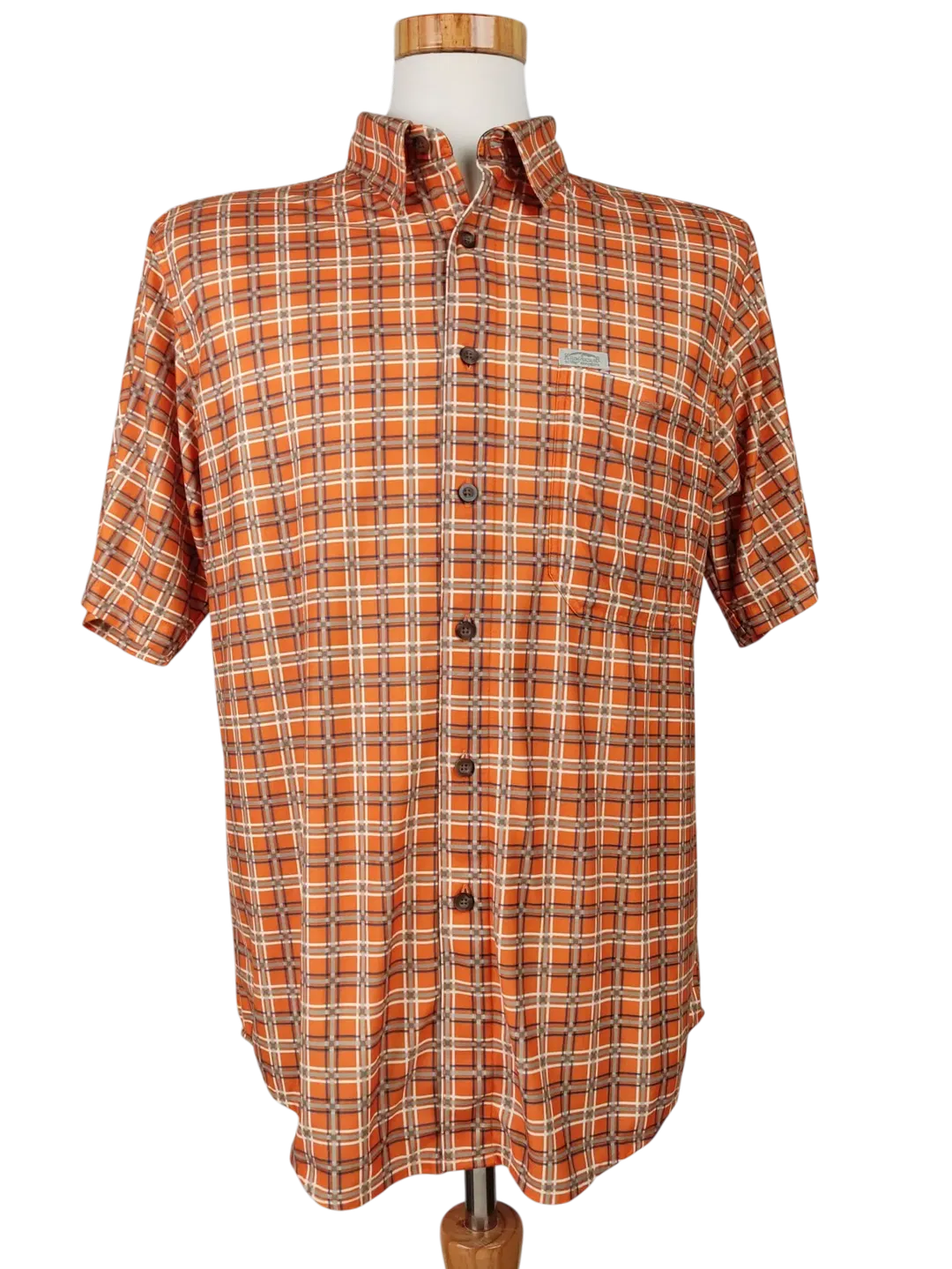 Kilimanjaro Herren Kurzarmhemd, orange/blau/weiß - Gr. M - Bild 1