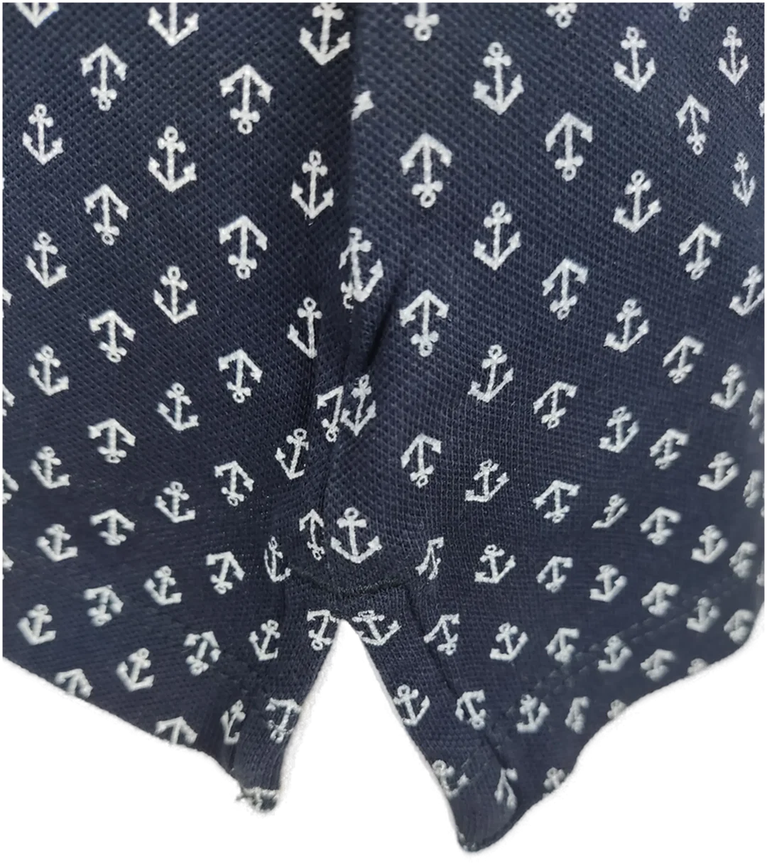 T-Shirt "Montego", kurzarm mit Kragen, blau mit Aufdruck. Größe M – Bild 5