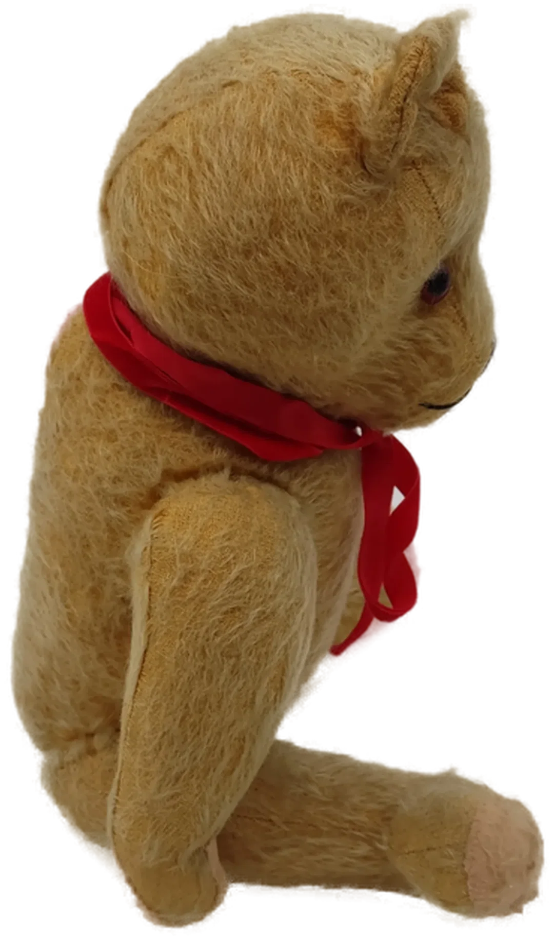 Vintage Teddybär hellbraun mit roter Schleife – Bild 3