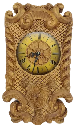Wanduhr mit Holzschnitzereien, ca. 42 cm, Batteriebetrieb - Bild 1