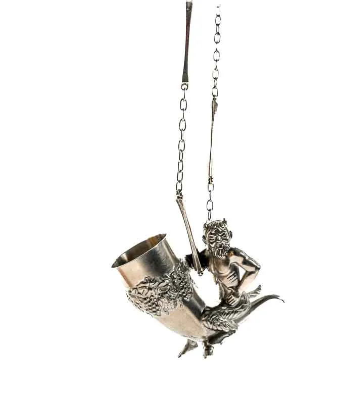 Vintage Trinkhorn, Bacchus Satyr, BMF 94% mit Halskette! - Bild 2
