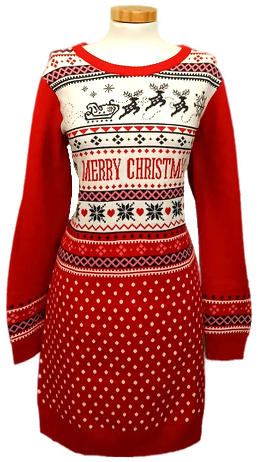 Esmara Damen Weihnachts-Midikleid rot gemustert Gr. M (40/42) - Bild 1