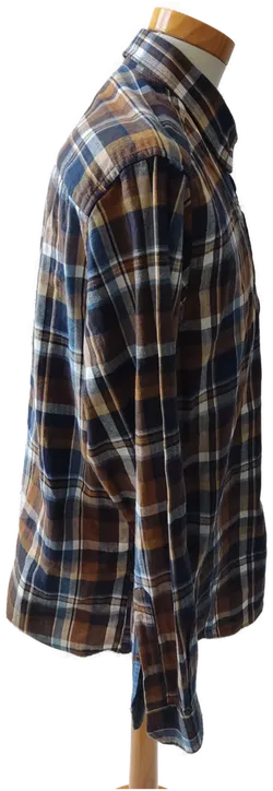 Jean Carriere Herrenhemd Langarm - braun, blau kariert - Gr. XL/EUR 52 - Bild 2