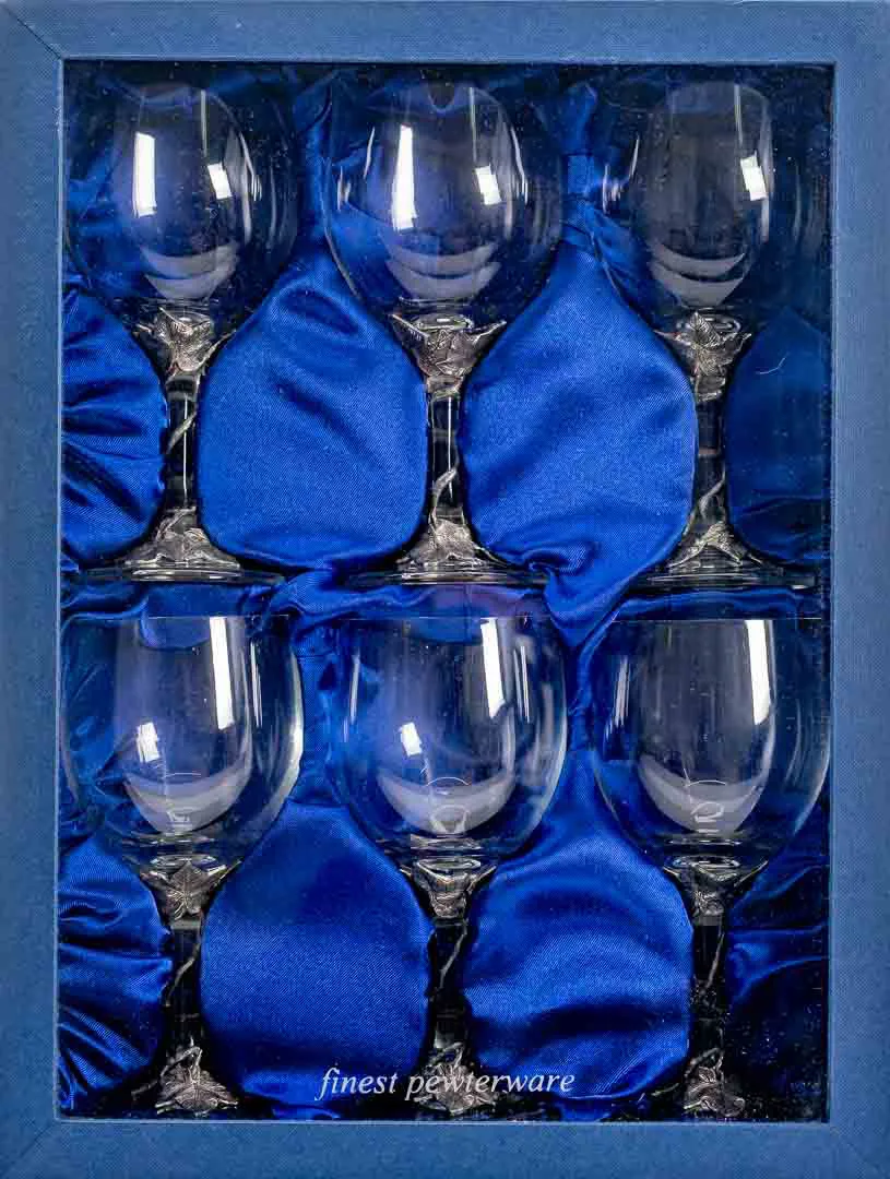 Finest Pewterware Weingläser mit Zinn-Weinlaubfuß, 6er-Set – Bild 2
