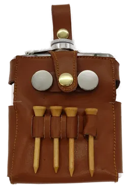 Golfer's Flachmann-Set mit Ledertasche und 4 Golf-Tees - Bild 2