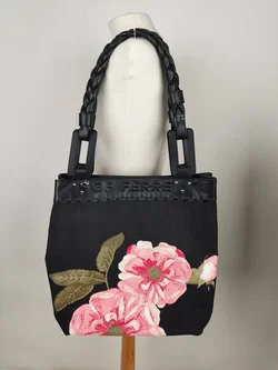 GF FERRE Tote Bag / Shopper, Nylon mit hochwertigen Lederapplikationen und geflochtenen Leder-Trageriemen - Bild 1