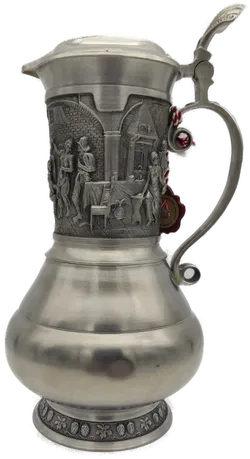 Zinnset echte Handarbeit originalverpackt 1 Krug, 6 Becher - Bild 5