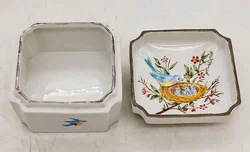 Porzellan-Dose mit Vogelmotiv & Nestdekor 8,5 x 8,5 cm - Bild 3