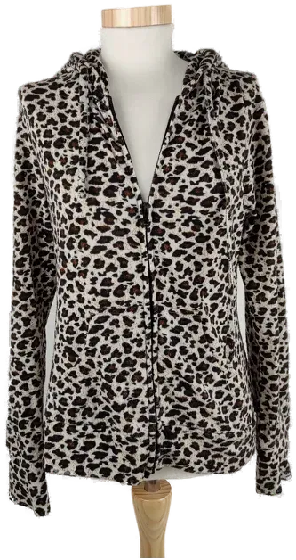 Weste 'blind date - Casual Wild', langarm mit Zipp und Kapuze, braun/beiger Animalprint, Größe M - Bild 1