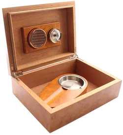 Zigarren-Humidor mit Hygrometer & Aschenbecher – Edles Wurzelholz-Design - Bild 2