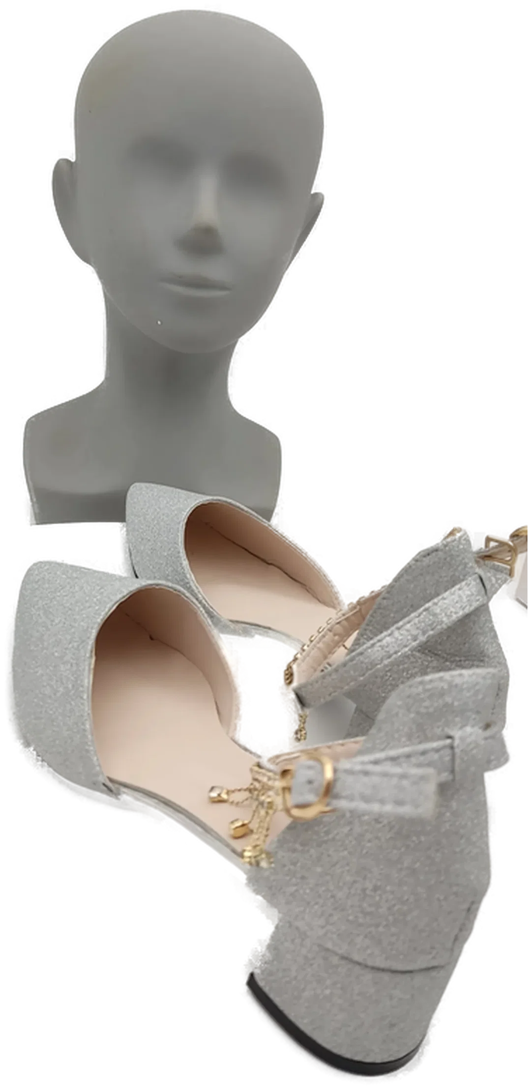 Silberfarbene Glitzer-Pumps mit Strass-Anhängern Gr. 41 | Neu mit Etikett – Bild 4