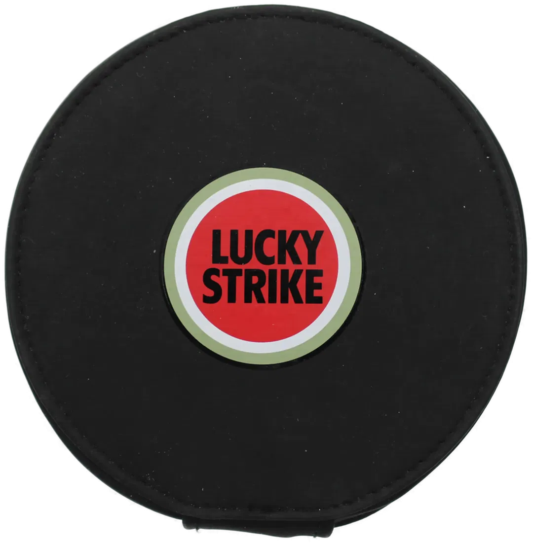 Vintage Lucky Strike CD-Tasche für 12 CDs – Schwarzes Rundetui mit Logo - Bild 1