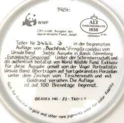 Hutschenreuther Sammelteller 1988 - „Buchfink“ von Ursula Band (Teller 3422 B) - Bild 3