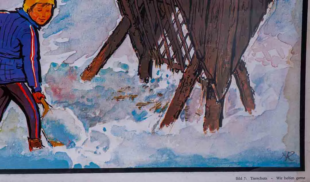 Lehrbild Winter, Fütterung, Verlag Quirin Haslinger, Linz  – Bild 3