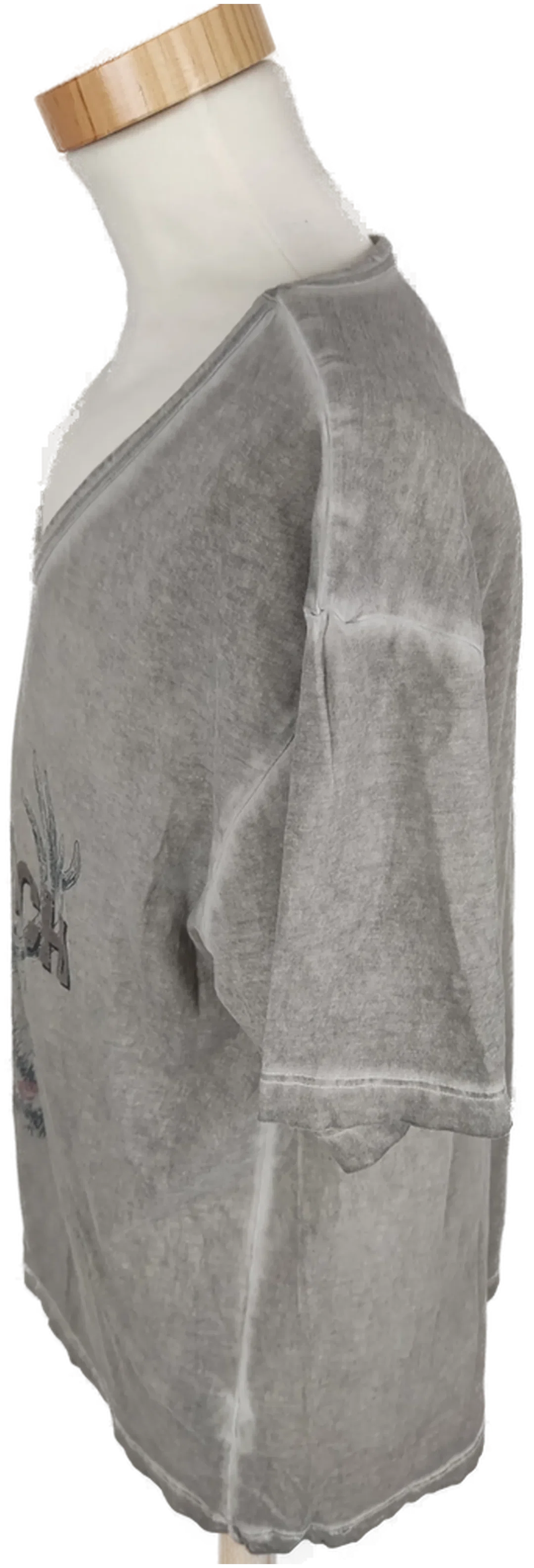 T-Shirt "Stockerpoint", kurzarm mit V-Ausschnitt, grau mit Aufdruck, Größe M – Bild 3