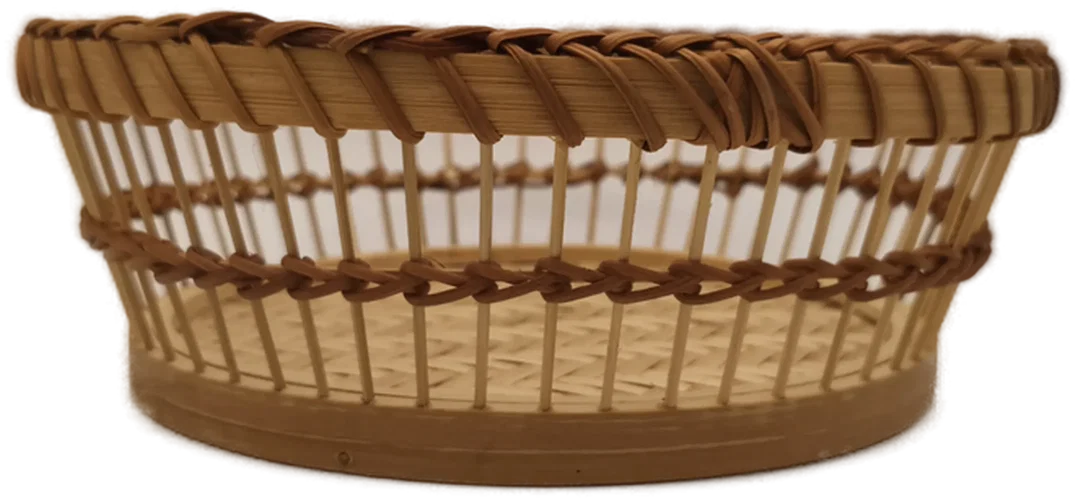 Runder Brotkorb, Dekokorb aus Bambus und Rattan, 24 cm – Bild 2